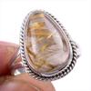 Natural Golden Rutile Gemstone 925 Solid Sterling Silver Jewelry Ring S.6 B3t57
