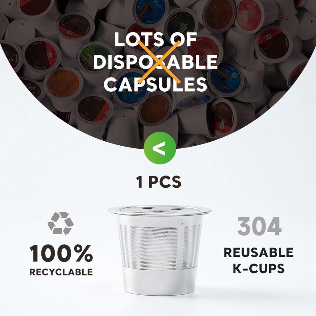 Фильтр для кофейных капсул с 5 отверстиями, многоразовый фильтр для кофейного порошка из нержавеющей стали с ложкой-кисточкой, многоразовый фильтр для кофейных капсул