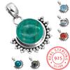 925 Sterling Silver Pendant Women Gemstone Handmade Jewelry Friendship Day Gift Amazonite Angelite Blue Opal Botswana Agate Mohave Azurite Chrysocolla
