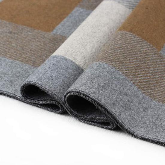 Men Scarf Plaid Print Winter Warm Thick Imitation Cashmere Long Scarf Medium Length Shawl Cold Weather Accessory