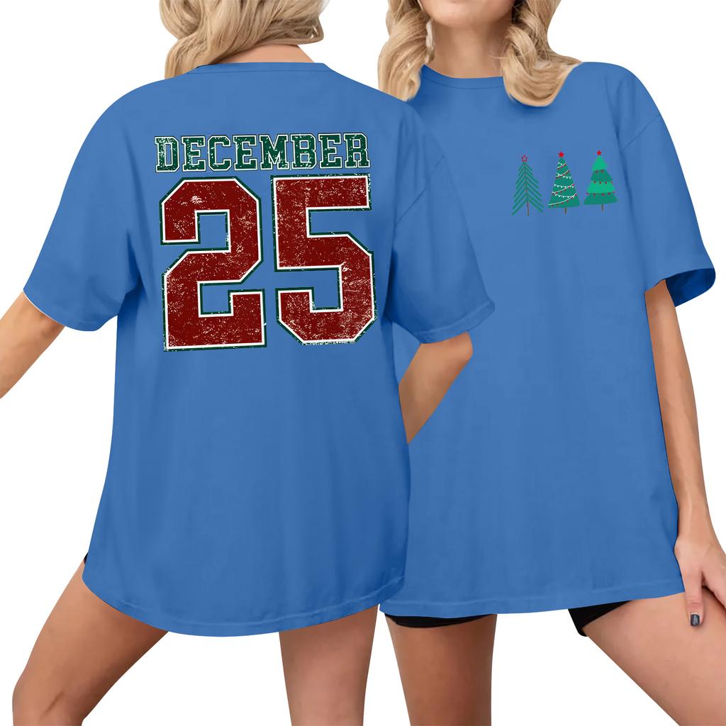 Women's Casual Printed T-Shirt Round Neck Pullover Short Sleeve Top