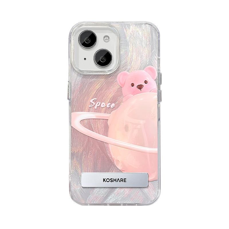Подходит для Apple 15 Чехол для мобильного телефона Летний Iphone14promax Милый Планета Медведь Невидимый кронштейн 13 Перьевая пряжа