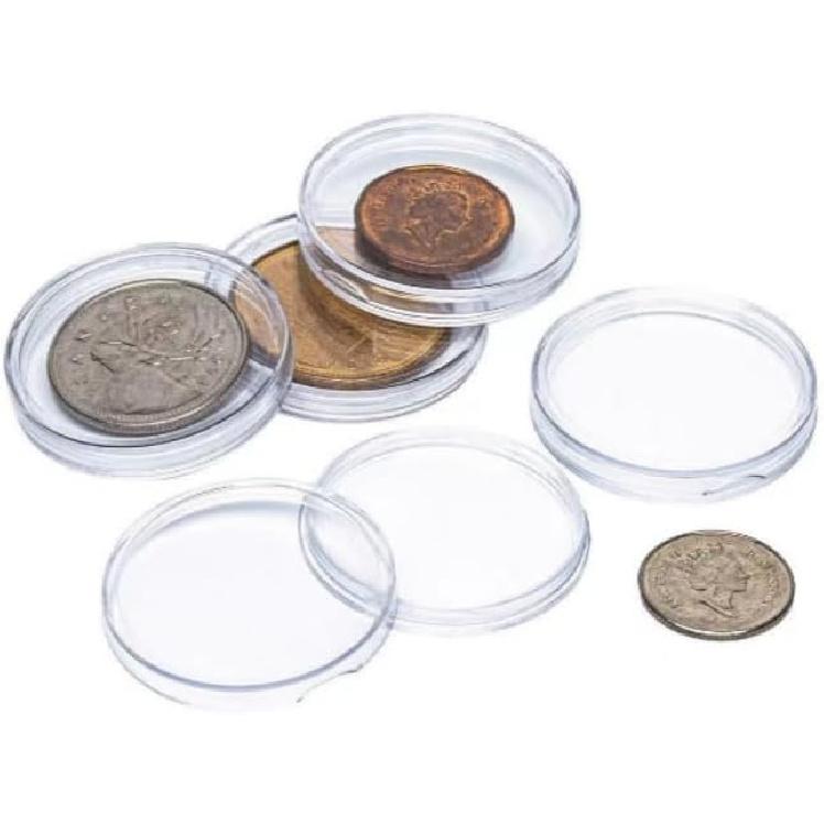 100 Pieces 18mm Coin Holder Capsules, Airtight Circular Clear Plastic Coin Containers, Secure Coin Storage for Collectibles, Commemorative Coins