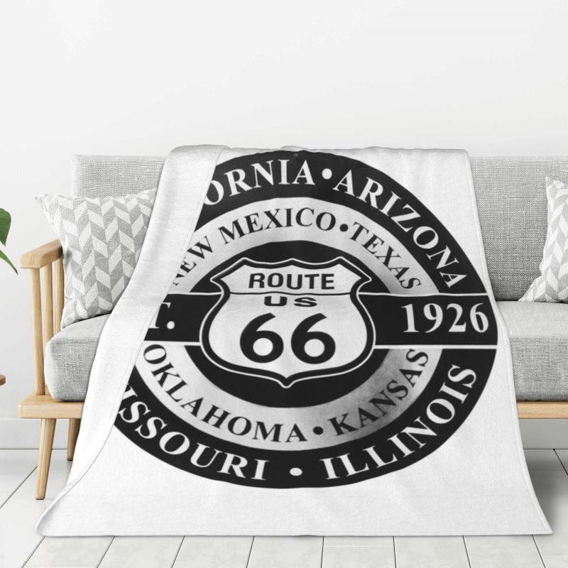 Индивидуальный 3D-принт Плед с маршрутом мотоцикла Route 66 Уютный фланелевый зимний плед с номерами шоссе США для дома и спальни