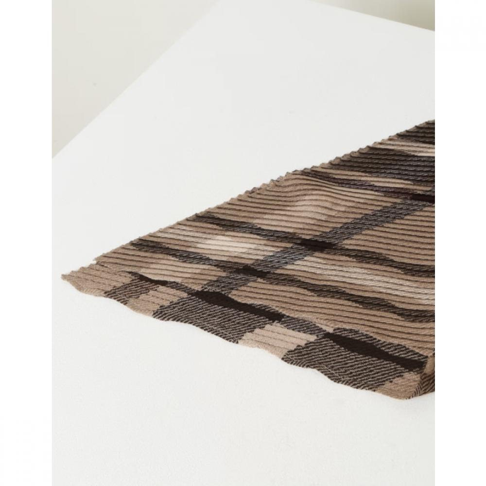 Daks Wool 100 Brown Tartan Check Pleated Scarf Dcsc6f583w2