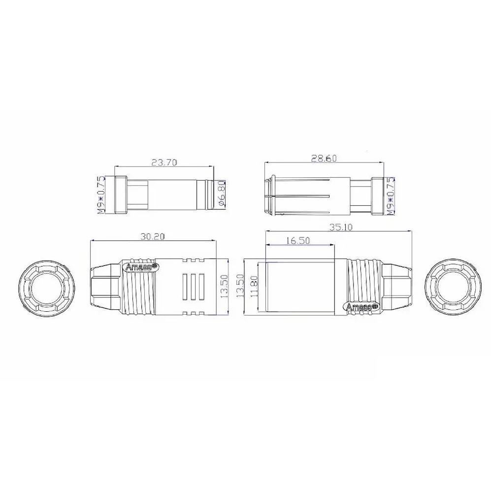 Amass AS150 Male Female Anti Spark Connector 7mm Gold Plated Banana Plug Set for RC Battery ESC Drone Car Boat