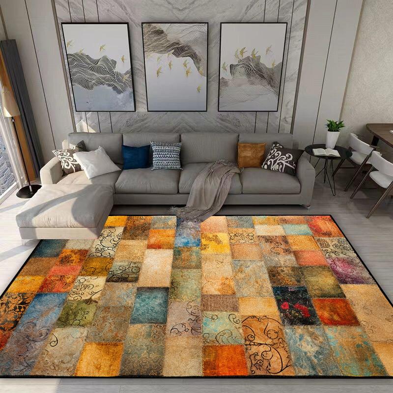 American Style Retro Carpet Living Room Bohemian Decoration Non-slip Washable Rug 140x200 Bedroom Sofa Bedside Flannel Floor Mat