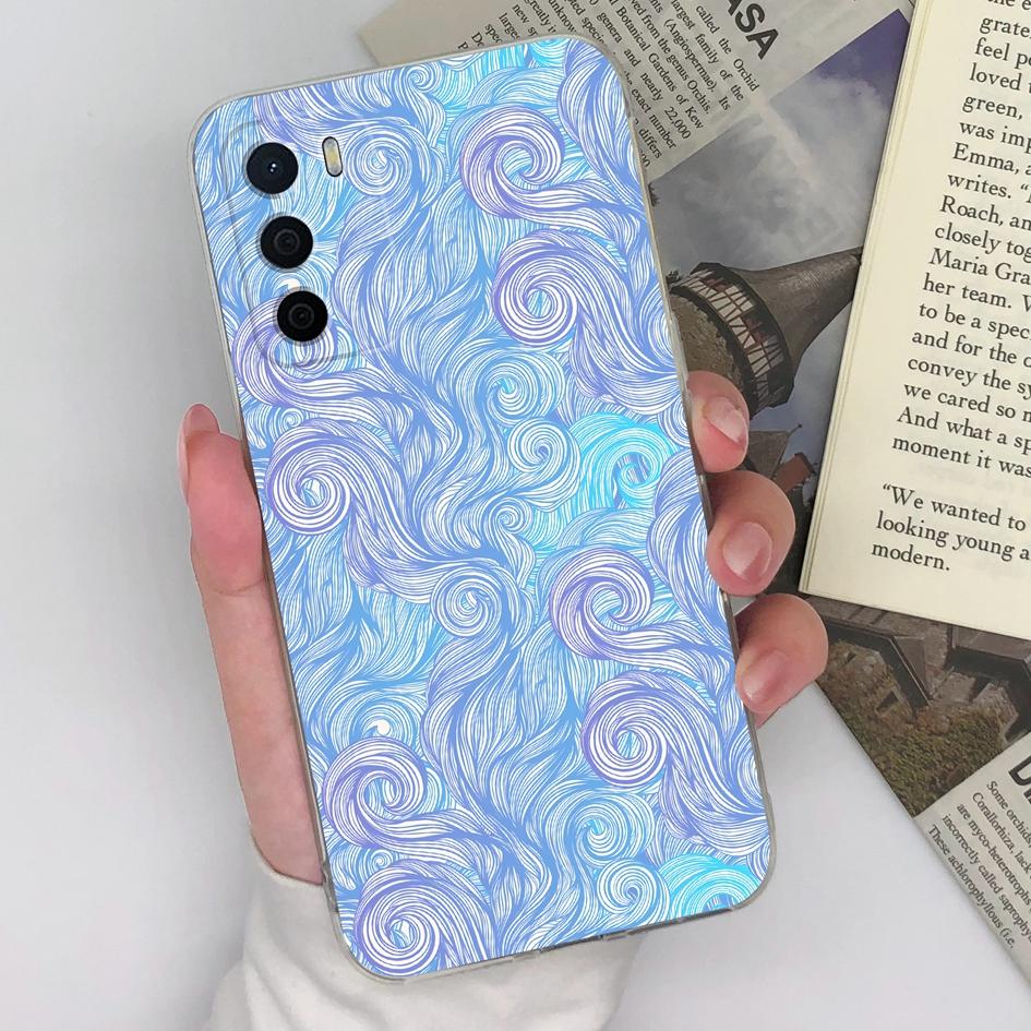 Для Oppo A15 A15S A16 A16S A17 A17K A35 A58 чехлы для телефонов красивые синие бабочки цветы узор прозрачный силиконовый противоскользящий корпус для Oppo Shell