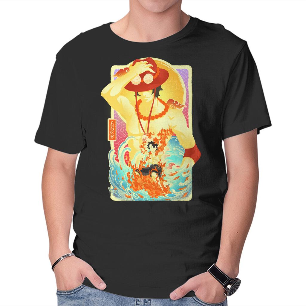 Unisex Crew Neck T-Shirt Great Wave Ace Graphic Short Sleeve Casual Tee