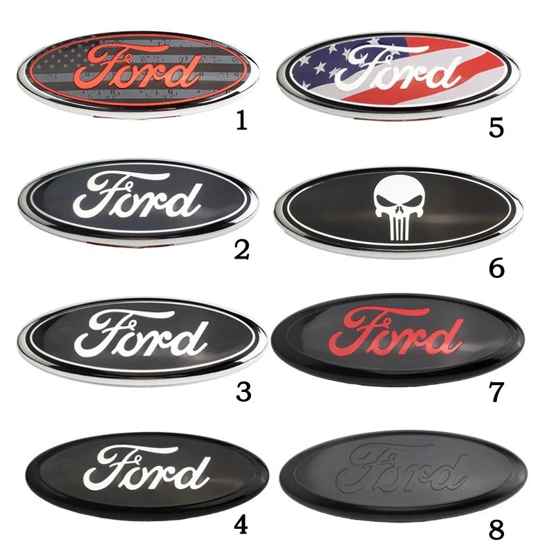 AKD1 7/9 Inch Car Front Grille Badge Trunk Cover Sticker Decal For Ford Logo Fiesta ST Fusion Explorer Escape Shelby Edge Kuga MK6