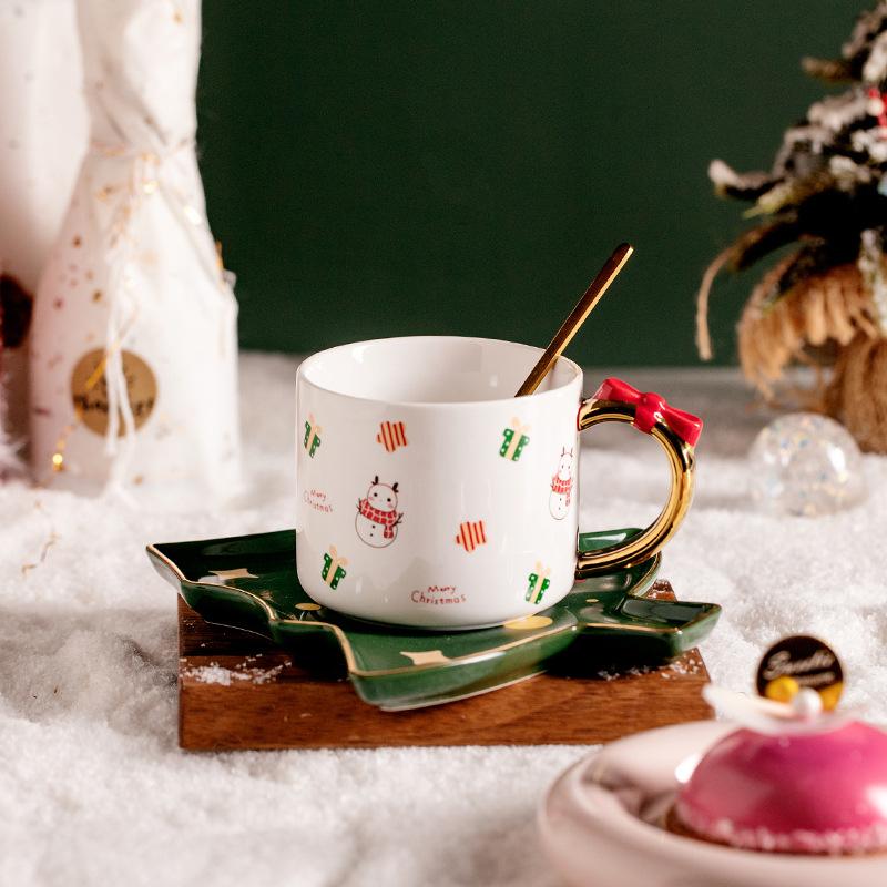 High-looking Christmas Gifts Ceramic Exquisite Coffee Cup with Spoon Girl Creative Cartoon Ins Cute