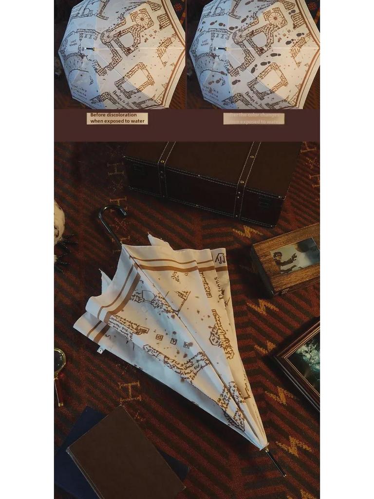 Официальный зонт Warner Harry Potter's Marauder's Map, меняющий цвет, с прямой длинной ручкой