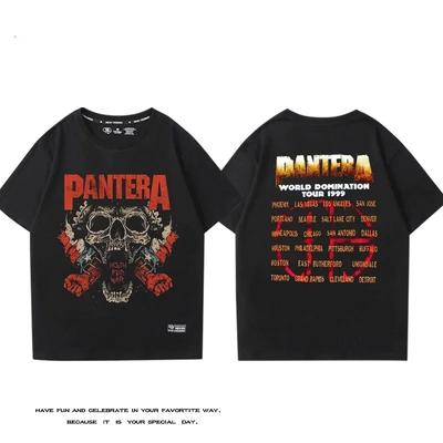 PANTERA Футболка с короткими рукавами Pandora Band Мужская Хлопковая Свободного Кроя Хардкор Хэви-метал Рок-группа Мерч Половина Рукава