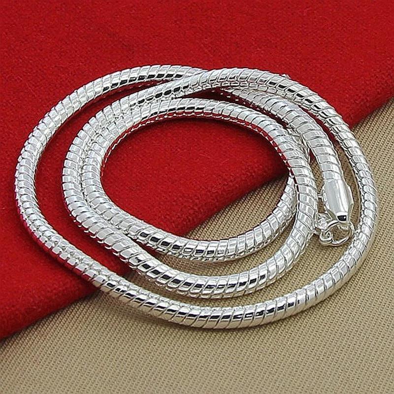 925 Sterling Silver 1-3mm Snake Chain Fashion Wedding Necklace