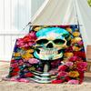 1pc skull pattern blanket, all season lightweight home office outdoor nap multifunctional blanket