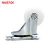 4pcs NAIERDI 10KG Universal Swivel Casters 1" Furniture Wheel Castor White PP Nylon Dual Roller