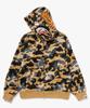 Bape Худи с полной молнией, укороченное, с принтом "Звезда над камуфляжем", сетчатыми вставками и изображением акулы (M) желтый