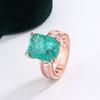 Женское кольцо, модные роскошные свадебные аксессуары, геометрические зеленые кристаллы, кубический цирконий, легкие роскошные элегантные женские ювелирные изделия, подарок