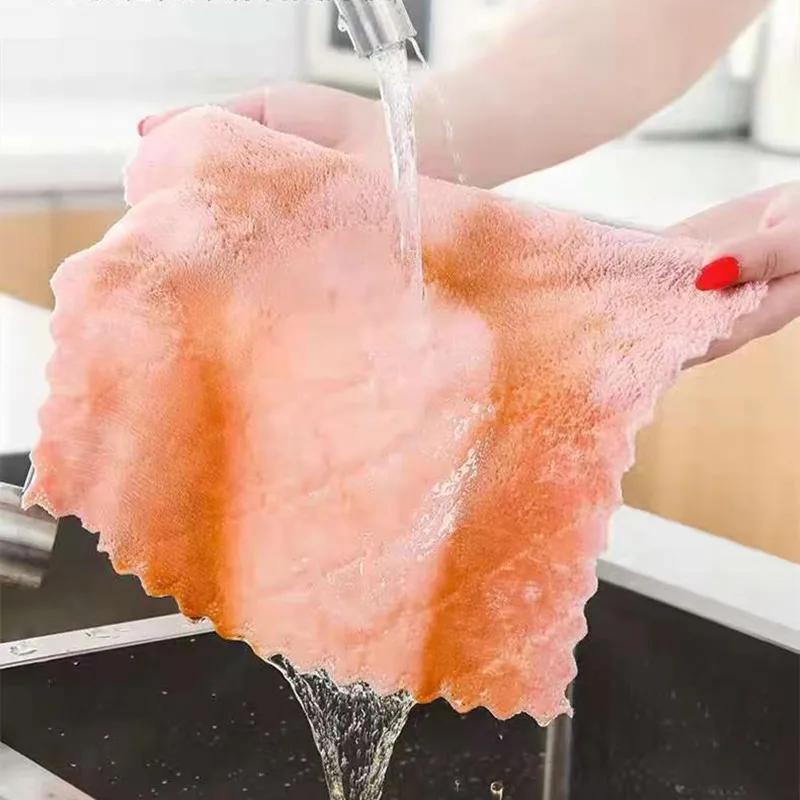 5 двухсторонних сверхвпитывающих губок из кораллового вельвета, кухонных салфеток, тряпок