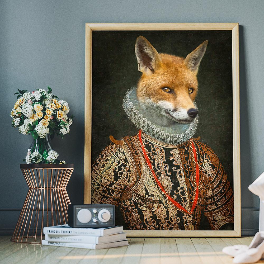 Stage Retro Portrait Poster Print Canvas Wall Art Renaissance Animal Head Living Room Decoration
