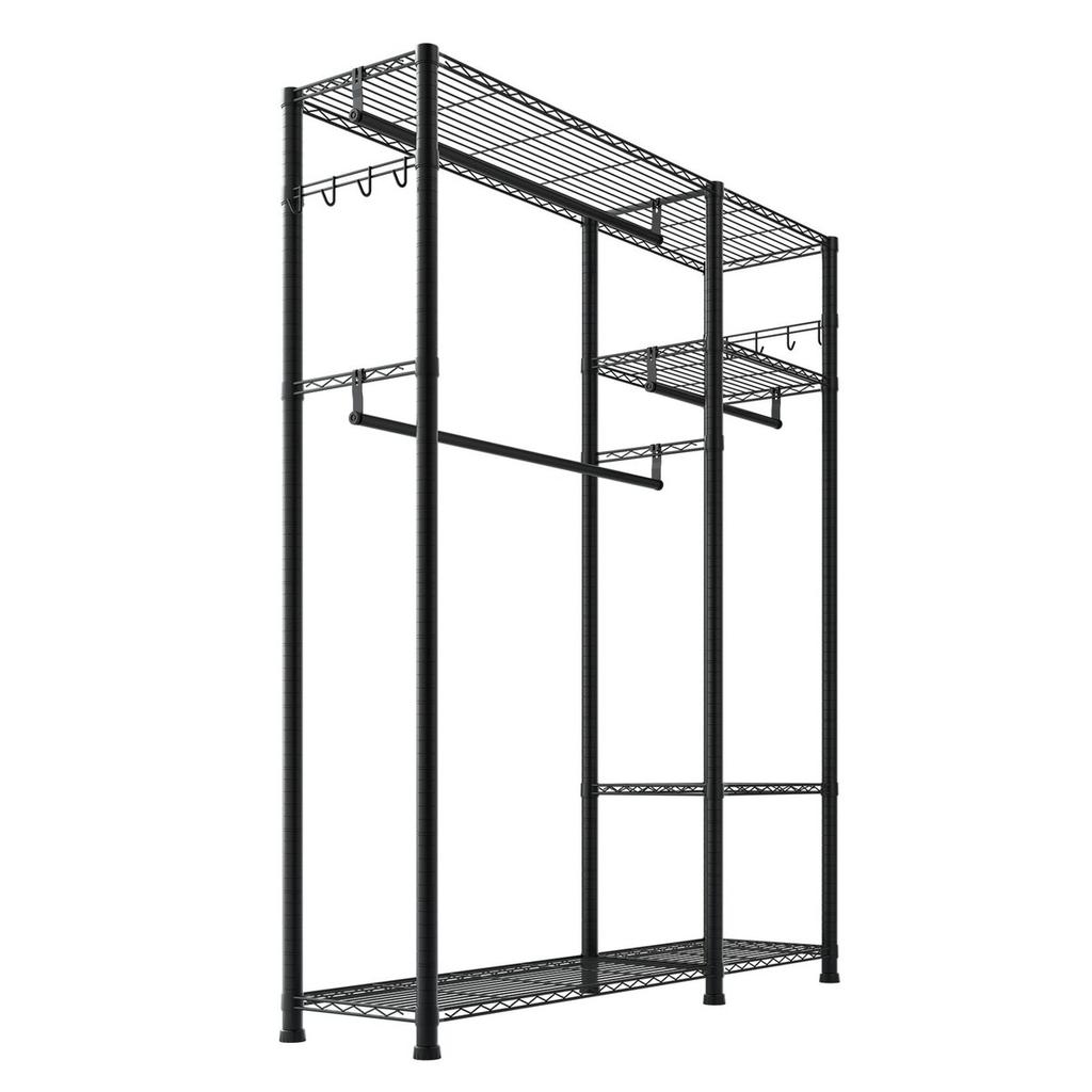 Clothing Garment Rack, Heavy Duty Clothes Rack, 6 Adjustable Tiers Clothes Racks with Steel Frame, 363 kg Load Capacity Closet Wardrobe with 3 Hanging