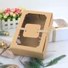 12pcs Large Kraft Paper Box Biscuit Candy Cake Gift Box PVC Transparent Window Birthday Gift Wedding Party Supplies Packaging Box Wedding