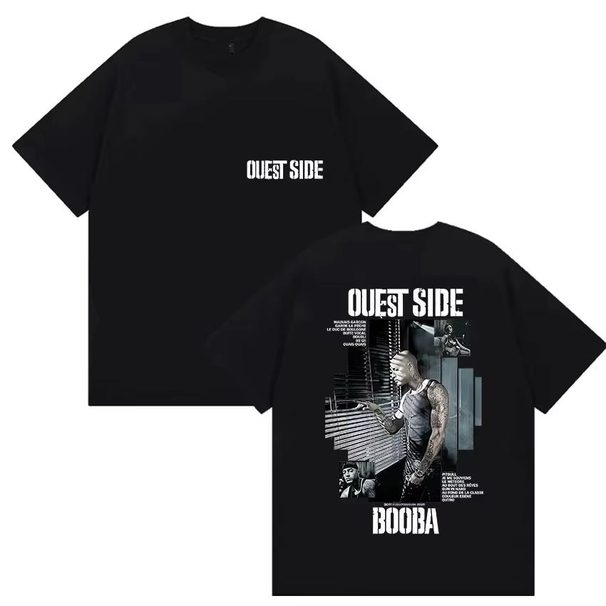 Rapper BOOBA OUEST SIDE Tour 2026 Graphic T Shirt Mens Hip Hop Retro Style Short Sleeve Tshirts Cotton Tshirt Streetwear