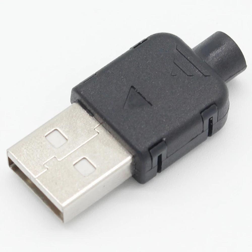 Plastic Shell Data Connection 4 Pin Black DIY USB USB Adapter Male USB USB 2.0 Connector USB Socket