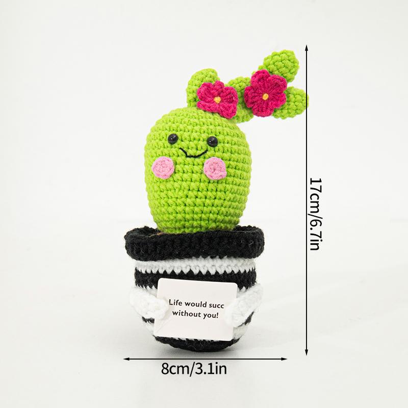 Handmade Crochet Miniature Potted Ornaments Positive Energy Card Wovening Emotional Support Plants Ornament Car Decorations