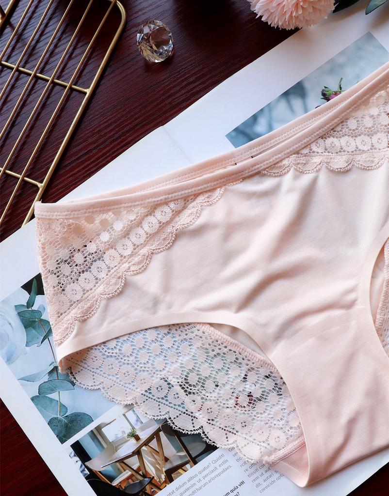 Fashion Simple Women Panties Sexy Hollow Lace Seamless Underwear High Elastic Breathable Mid-waist Women's Briefs