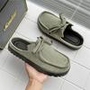 Fashion Breathable Mens Half Slipper Simple Leathe Muller Shoes Loafers Handmade Male Comfy Flats Lazy Shoes Soft Summer Casual Shoes