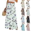 Women's Casual Wide Leg Pants Stretch Belt Pocket Floral Print Adjustable Tie Pants