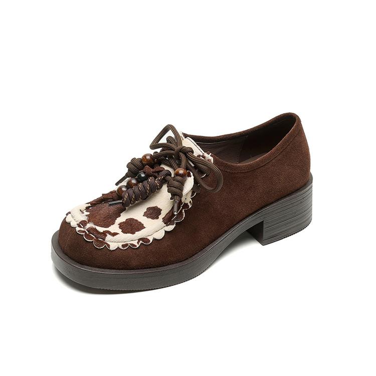 Модные новые весенне-летние туфли-лодочки из конского волоса для женщин, модные туфли женские смешанных цветов с круглым носком и шнуровкой, лоферы, туфли на платформе