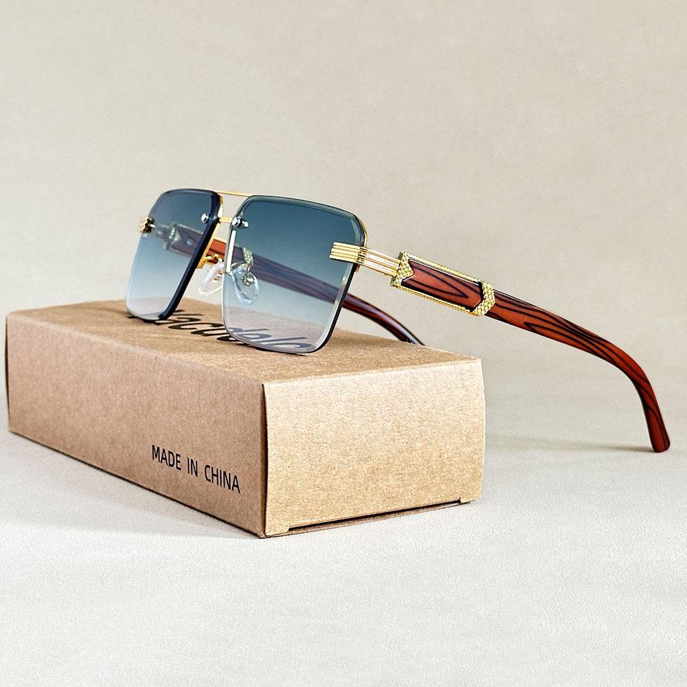 Fashion Sunglasses For Men Oculos Square Sunglasses Women Vacation Rimless Glasses Designer Vintage Sunglass