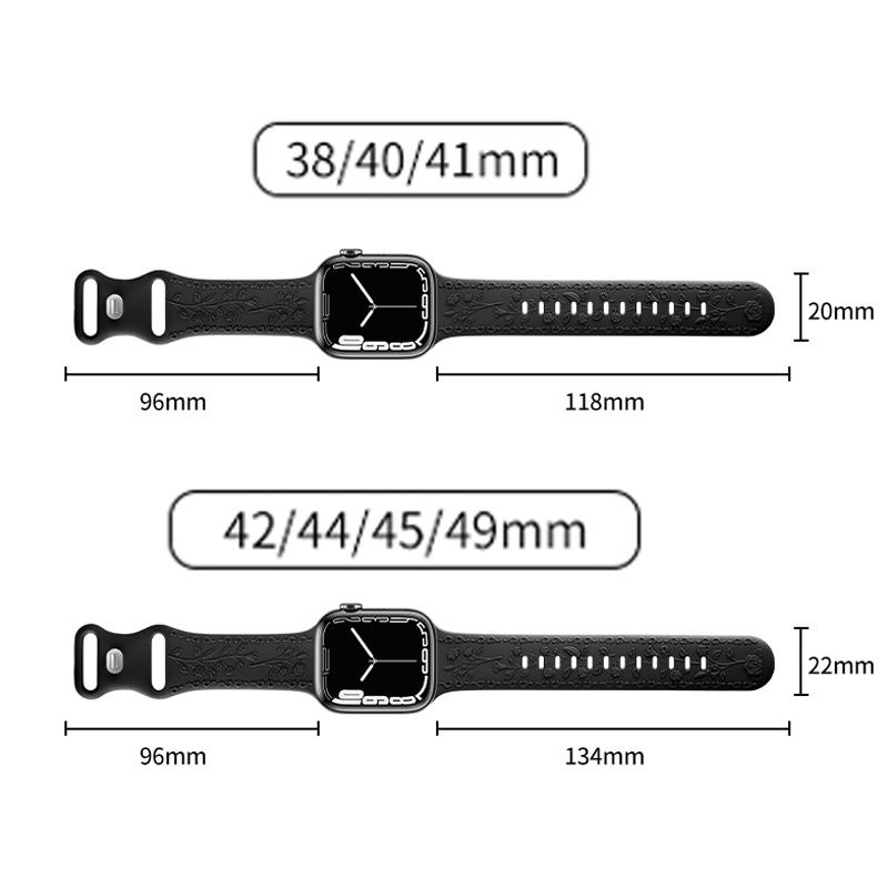 Силиконовый ремешок для Apple Watch 10 Ремешок 46мм 44мм 41мм 40мм 45мм 49мм Браслет с цветочным тиснением Correa Series 8 9 7 SE 4 5 Ultra 2
