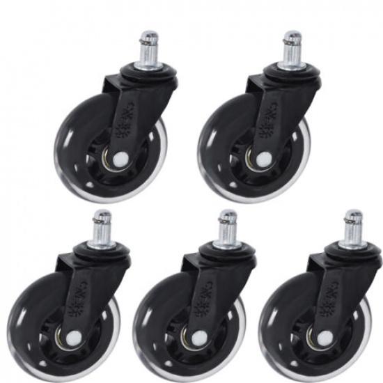 Set of 5 3 inch Office Chair Caster Rubber Swivel Wheels Replacement Heavy Duty