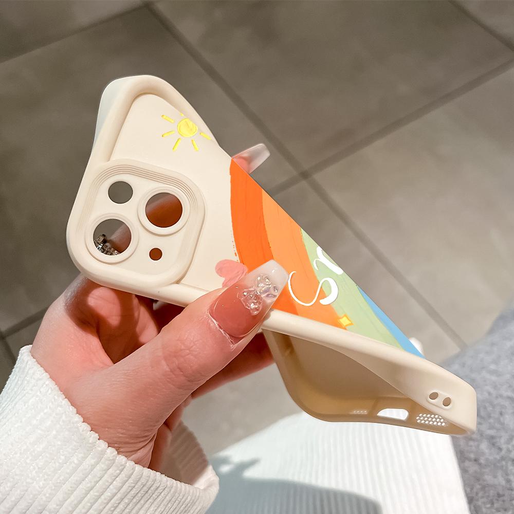 Colorful Rainbow Smile Face Pattern Phone Case for iPhone Samsung Galaxy Xiaomi Redmi POCO HUAWEI Honor Shockproof Rubber Cover Casing