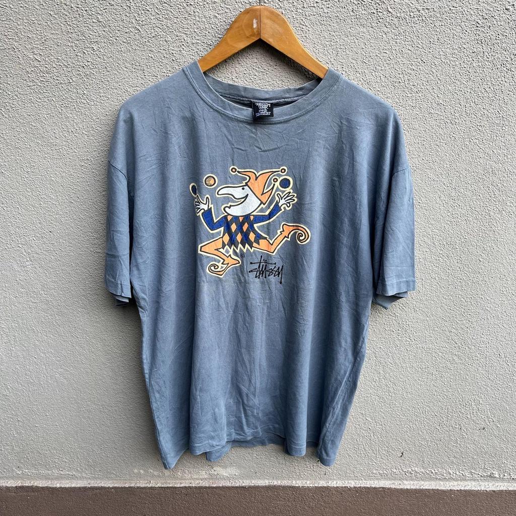 Vintage rare 80s STUSSY clown joker tee / streetwear / old stussy / vintage skate / Large