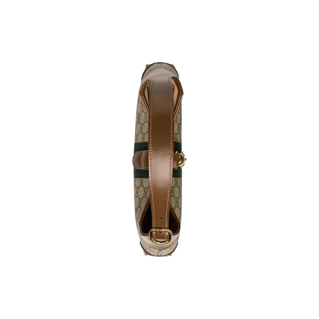Gucci Сумка через плечо Jackie 1961, золотой замок, канва с монограммой и кожа, полумесяц, женская, коричневая 636706-HUHHG-8565