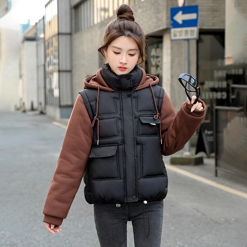 Поддельный двухслойный цветной легкий худи пушистый теплый холодный свободный короткий секционный из высококачественной ткани повседневная спортивная куртка хлопковая куртка пальто