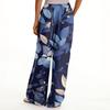 Women's Loose Casual Floral Print Wide Leg Pants With Elastic Waist Drawstring And Pocket Pants