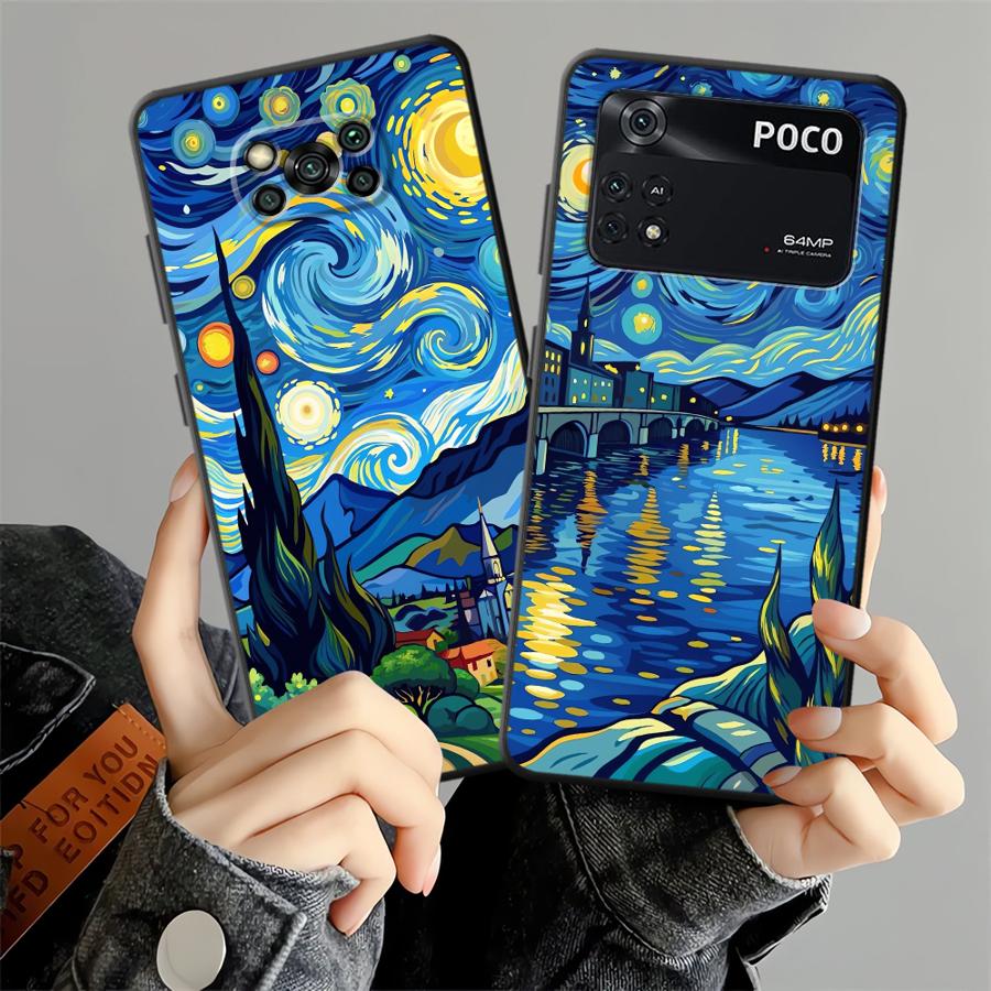 Черный Мягкий Чехол для Телефона для Xiaomi Poco F1 M5 C75 C71 C40 C50 M3 M4 M7 Pro C61 X3 X4 X5 X7 Pro F3 Масляная Живопись Искусство