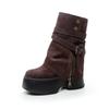 Fashion 11cm Suede Cow Genuine Leather Spring Platform Wedge Flats Women Autumn British Motorcycle Fashion ZIP Ankle Boots Shoes