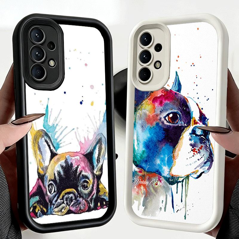 Phone Case for Samsung Galaxy A17 A16 A15 A14 A13 French Bulldog Dog Pug Design A56 A36 A26 A55 A35 A25 A54 A34 A24 A53 A33 A23