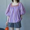 Mall 1116 Women's Summer New Versatile Fashion Bubble Sleeve One-Neck Shirt 1111617