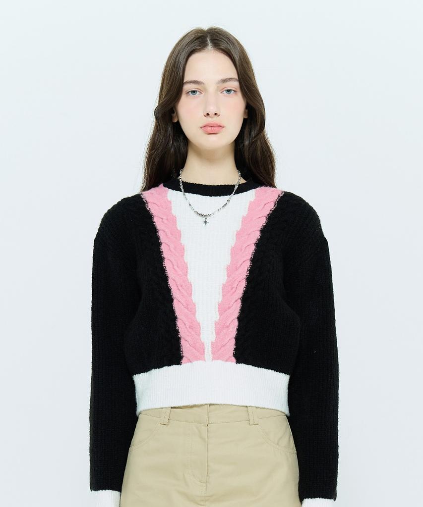 LARTIGENT L6 Cable Color Knit(Pink)