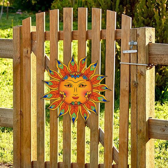 Iron Sun Wall Decor Sun Flower Wall Art Decoration Sun Face Ornament for Home Garden Farmhouse Living Room Bedroom
