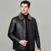 Genuine Leather Jacket for Men with Velvet and Thickened Sheep Fur One-piece Daddy Lapel Leather Jacket