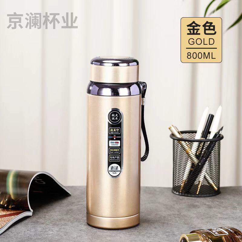 Термос большой емкости 600 мл/800 мл/1000 мл Термосы Портативный термос из нержавеющей стали Бутылка для воды Дорожная чайная кружка Офисный термос