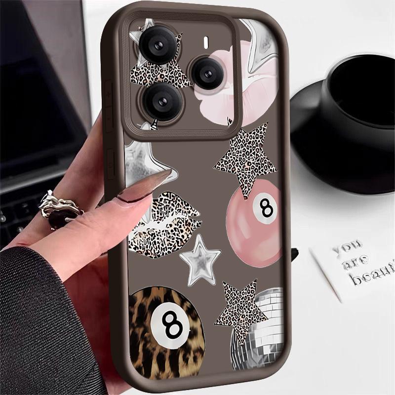 Vintage Leopard Print Stars Billiards Case For Xiaomi Redmi Note 14 13 Pro 5G 4G 12 11 Funda Xiaomi 14T 13T 11T Pro Shockproof Bumper Silicone Cover